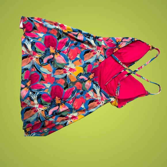 NWOT Anne Cole Women's Gradient Floral Swim Dress With Skirted Bottom, Size 12 - Picture 2 of 2